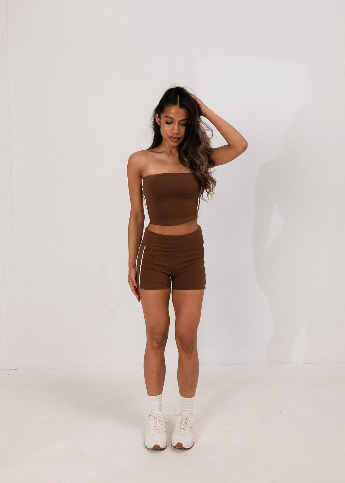 Zenna Active Mirage Stripe Tube Top in chestnut – view 4